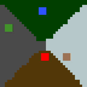 Surface minimap of 4 towns